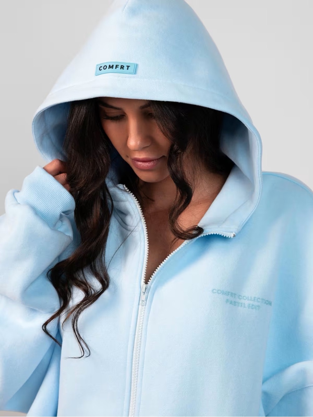 Comfrt Pastel Zip-Up Hoodie - NIB - Baby Blue - XL